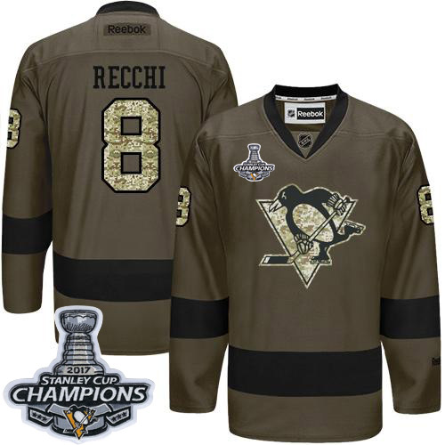 Penguins #8 Mark Recchi Green Salute to Service Stanley Cup Finals Champions Stitched NHL Jersey - Click Image to Close